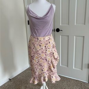 Anthropologie Skye Ruffled Skirt - Floral Ruffle Midi Skirt